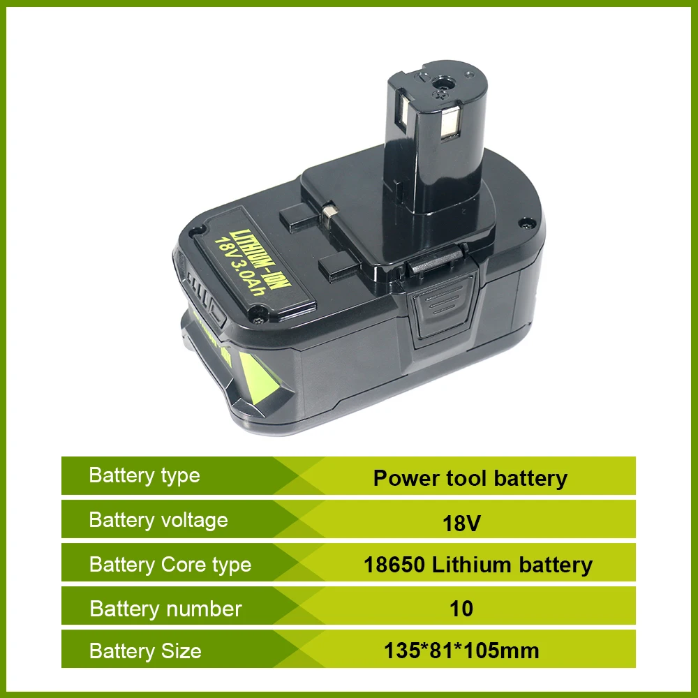 Hi Performance 18V Replacement Lithium Battery 18V 3Ah Li-ion Battery for RYOBI Power Tools
