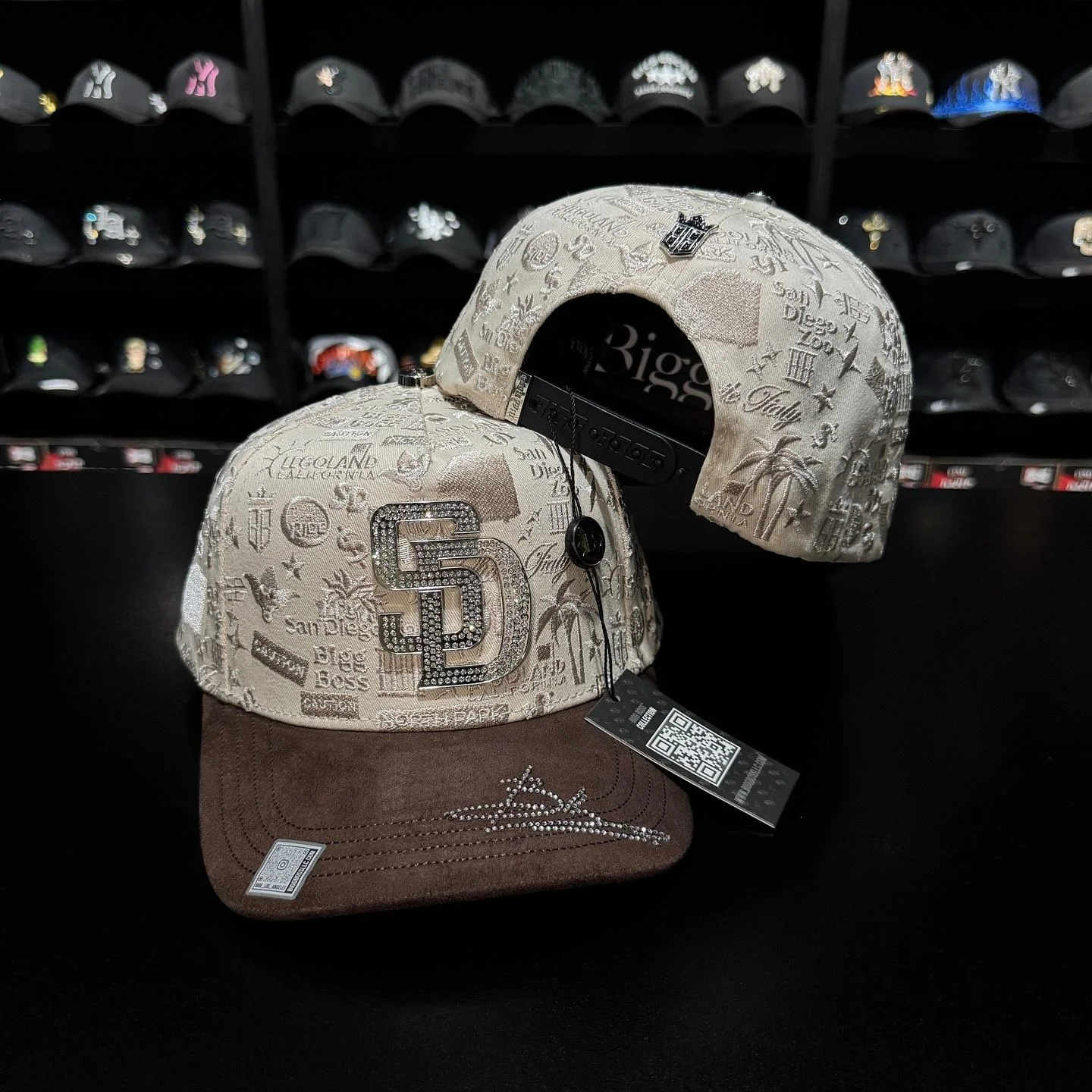 SD Rhinestone Baseball Cap for Women Men Fashion Hip Hop Snapback Hat