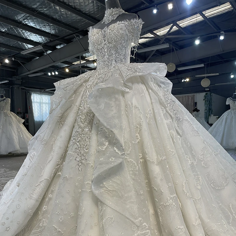 J66904 jancember women wedding dress 2019 with train ruffles sequined lace up pleat wedding dress ball gown платье на свадьбу