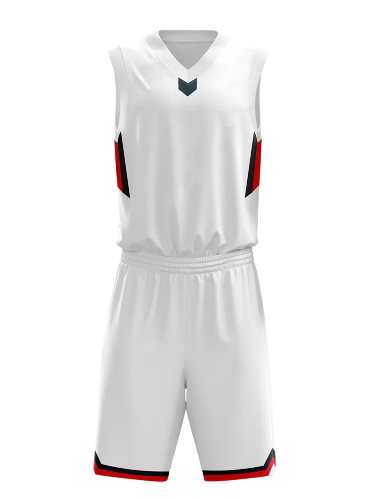 Quick Dry Team Basketball Jersey Set Color White Shirts And Shorts