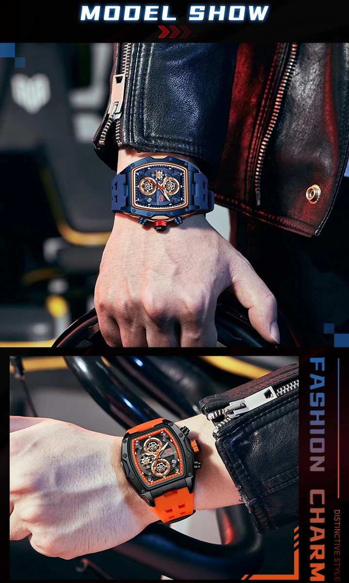 MINI FOCUS 0473 Fashion Men Silicone Waterproof Quartz Watch Multi-function Chronograph Men's Luminous Calendar Wristwatches