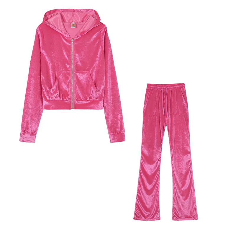 Fall 2023 Clothes Women's Sweatpants And Hoodie Set Zipper Crop Top ...