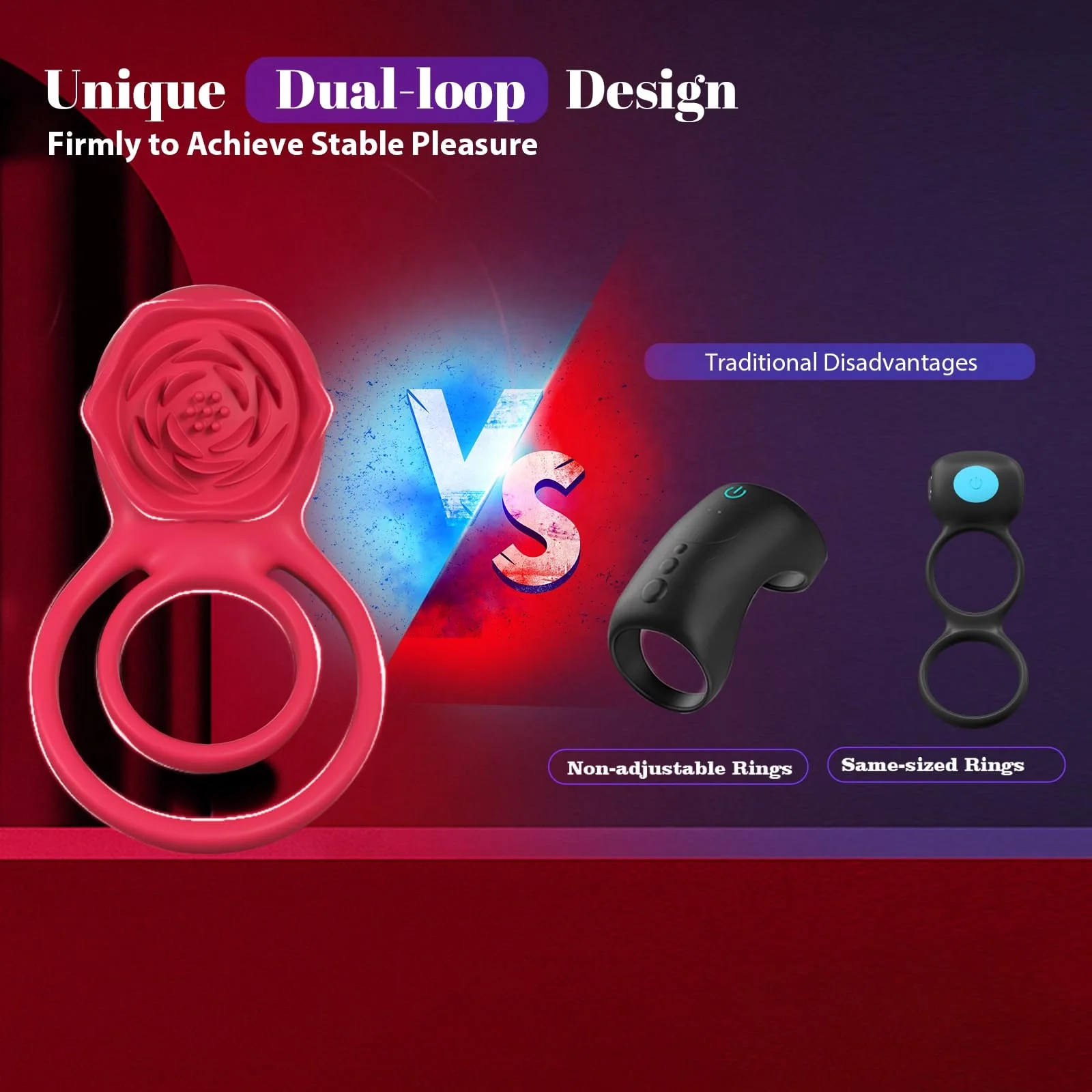 Netphi 7-Vibration Men's Vibrator Cock Ring with Rose Clitoral Stimulator Adult Sex Toys for Couples Dildo Vibrator for Men Netphi 7-Vibration Men's Vibrator Cock Ring with Rose Clitoral Stimulator Adult Sex Toys for Couples Dildo Vibrator for Men