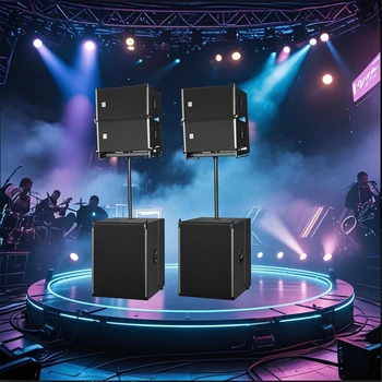Line Array Speaker 10inch LA System  Dual 15inch Subwoofer Passive Speaker Box for Band Bars  Music Festivals Conference Rooms
