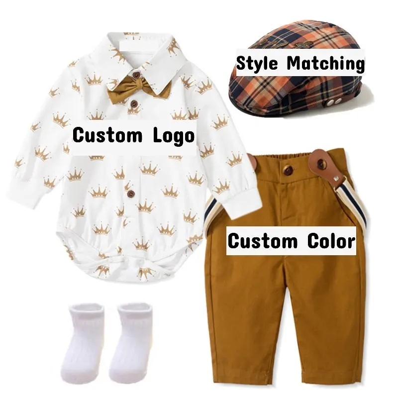 Custom Oem Odm Spring 2023 Baby Clothing Sets Print Shirt Baby Rompers