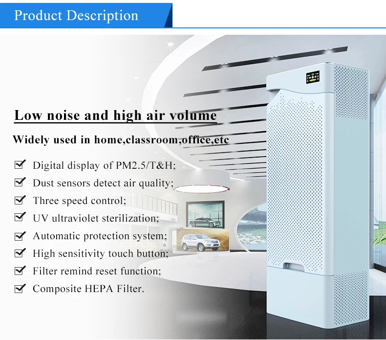 Best Price UV Sterilize Air Purifier Hospital Large PM2.5 Air Cleaner Hepa Filter Electric Portable Ce Customized ABS Clean Air