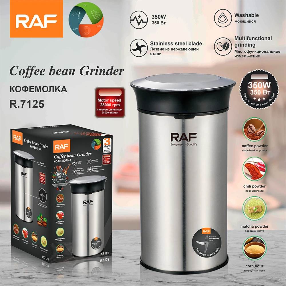 RAF Automatic Spice Nuts Mill Mini 4 Blades Coffee Bean Grinder Stainless Steel Electric Grinder