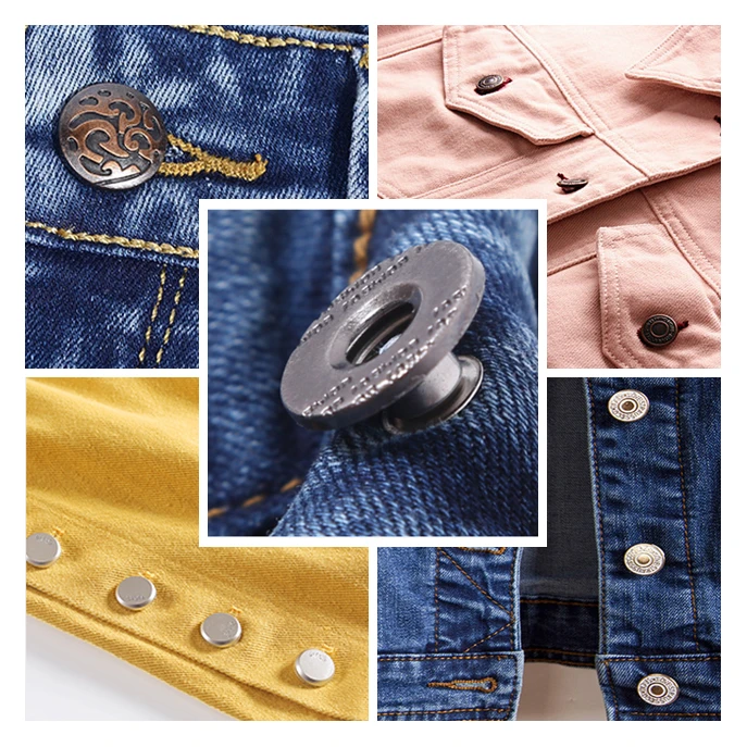 Custom Logo Jeans Buttons, Metal Denim Buttons & Rivets, 13mm-20mm, OEM/ODM, Jeans Snap Button for Clothing Manufacturers