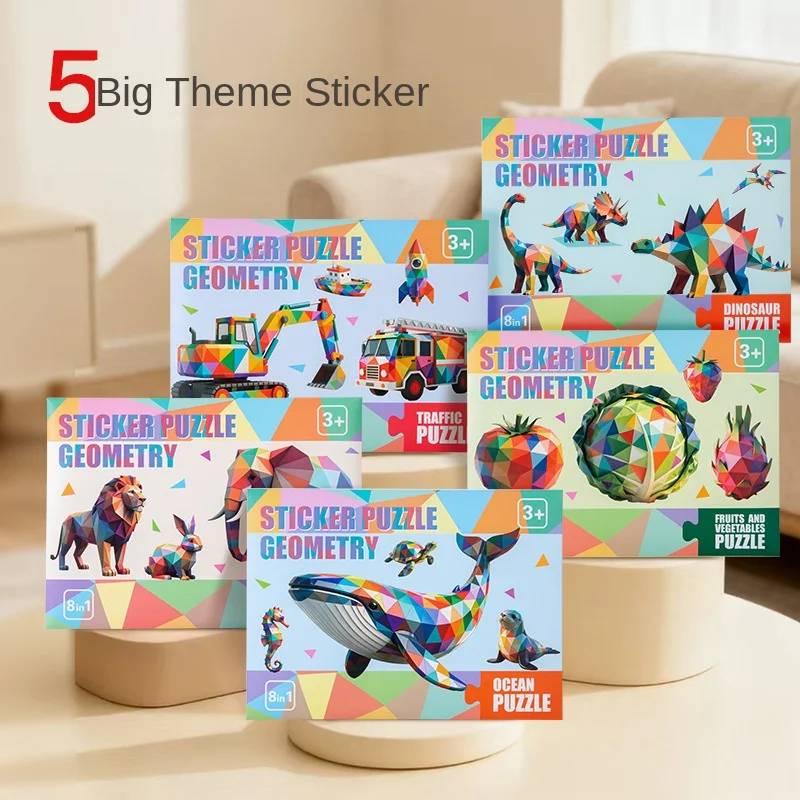 Qiaike New Arrival Educational Paper Geometric Sticker Puzzle Activity Book for Kids Ages 4-6