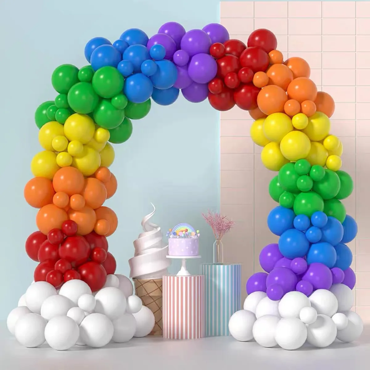 177pcs Colorful Rainbow Balloon Arch Kits For Kids Birthday Backdrop ...