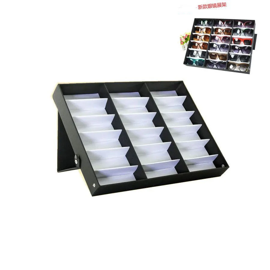YTZ048 18slots Portable Eyeglass Sales Reps Display Storage Box Display Sunglasses Suitcase Eyewear  Carrying Bag