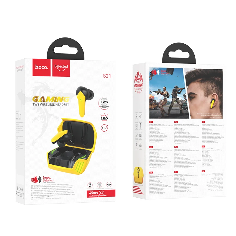 Hoco S21 Magic Shadow Wireless Bt Gaming Headset With Charging Box - Buy  Wireless Gaming Headset,45ms Professional Low-latency Gaming Headset,True  Wireless Headset Product on Alibaba.com