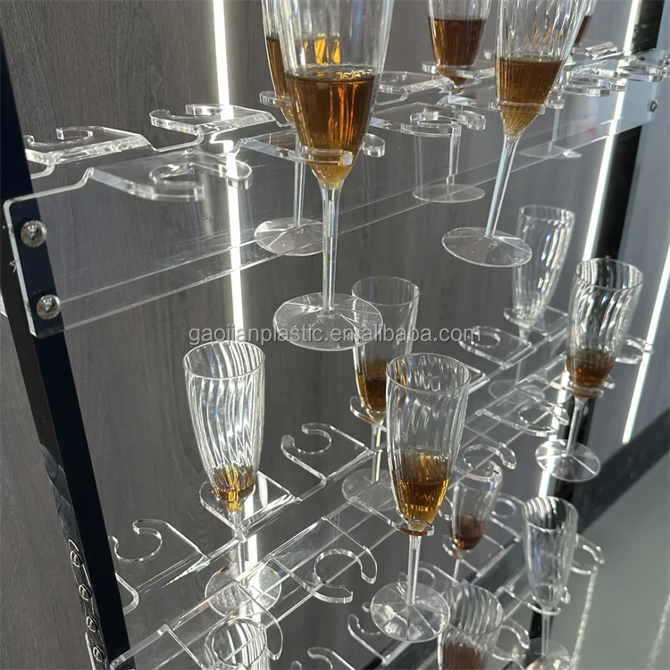Support Verres à Champagne Acrylique 2 Niveaux - Porte Flûtes 10 Fentes Pour Fêtes Et Comptoir