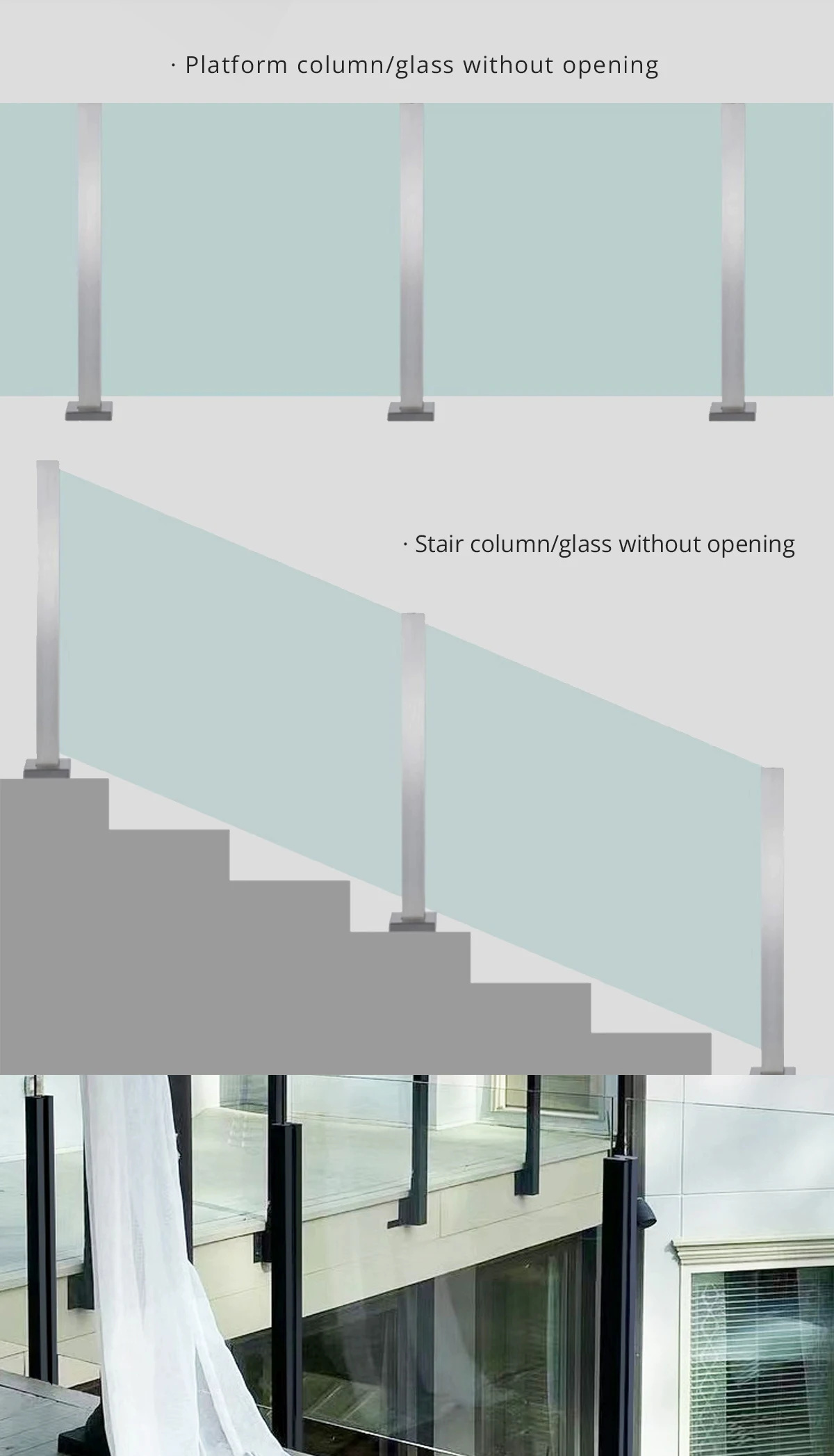 Xkpr Modern Design Stair Railing Baluster System Balcony Glass Railing