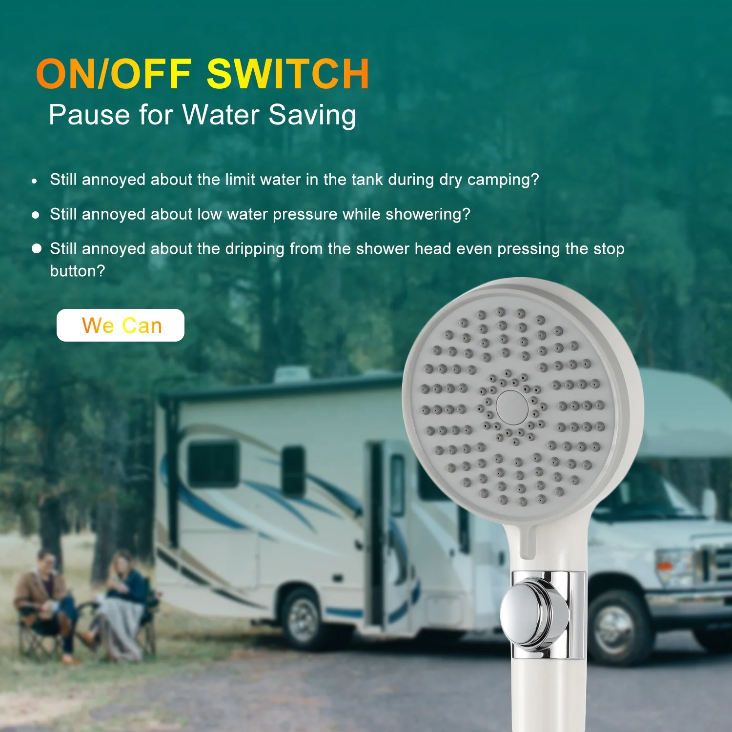 ABS White Handheld on Off Switch Shower Head for Camper with Hose and ...