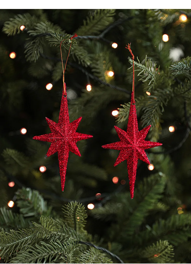 Christmas Tree Pendant Ornaments Octagonal Star Christmas Tree Ornament Star for Winter Christmas Holiday Tree Decorations manufacture