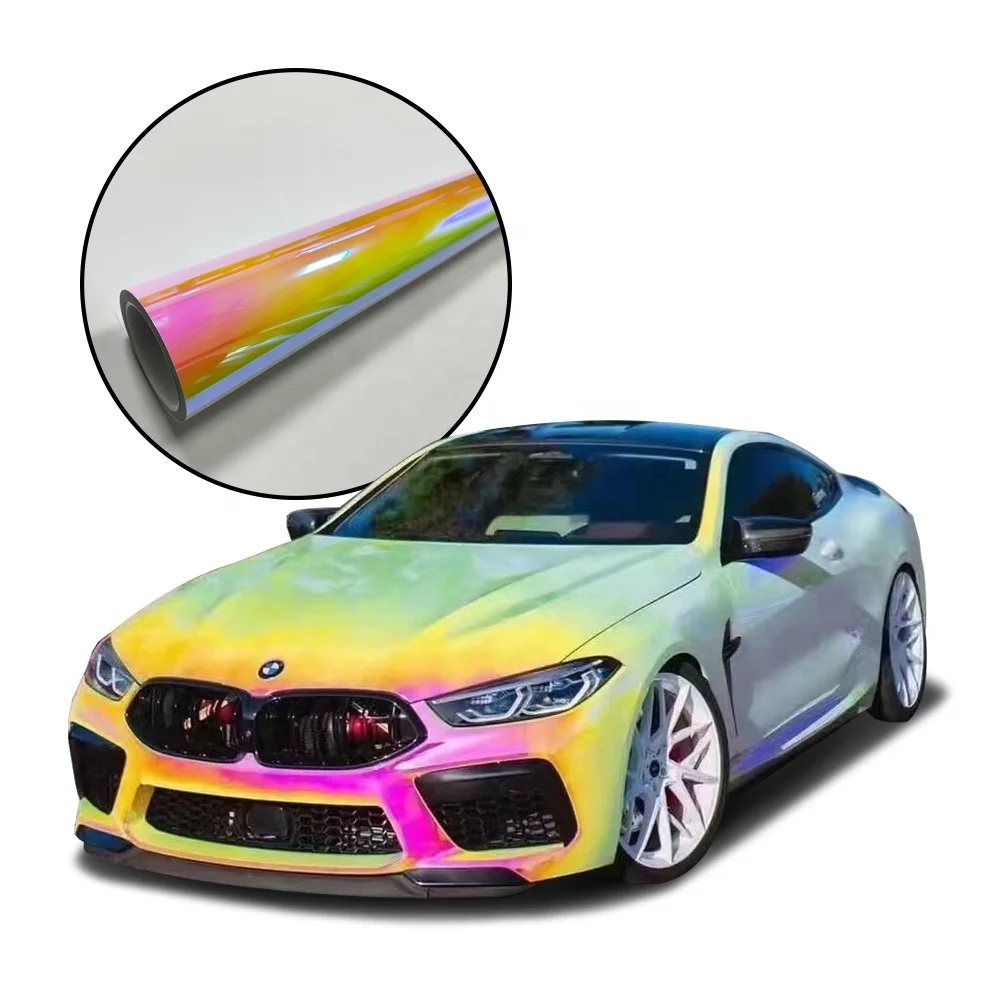 Chameleon Reflective Vinyl Car Wrap PET Chrome Hot Teal Pink Bubble-Free Film for Premium Custom Vehicle Wrapping