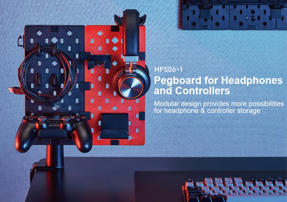 Hps061 Desk Mount Pegboard For Gaming Headphone Stand Headset Holder