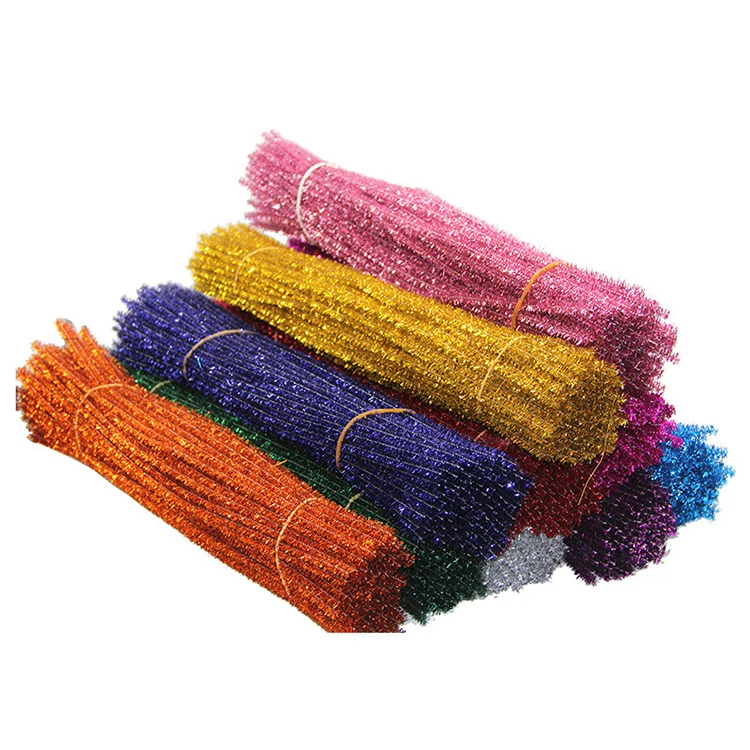 Assorted Color DIY Art Pipe Cleaners and Chenille Stems Unisex Soft Craft Supplies with Plastic Handle for Kids' Crafting
