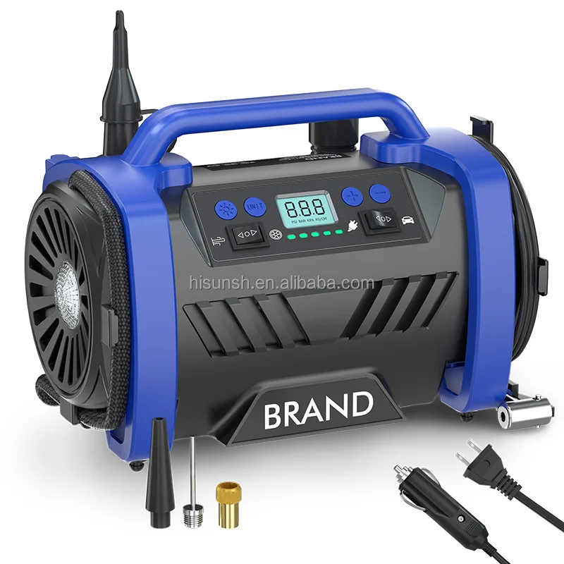 AC/DC/Battery Portable Car Air Compressor and Blower Tire Inflator ...