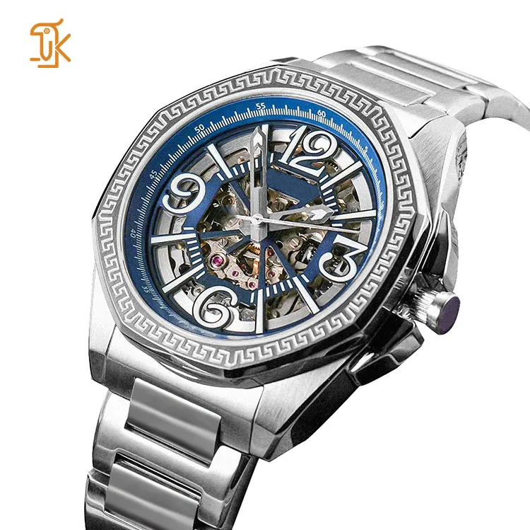 Orologio Meccanico Automatico Uomo Scheletro – Quadrante Trasparente 42mm, Lancette Luminescenti, Cinturino In Gomma, 3 ATM
