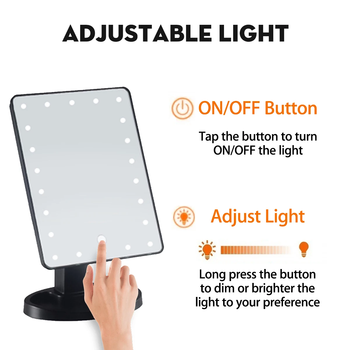 Portable LED Lighted Vanity Makeup Mirror with Touch Screen LED Makeup Mirror with Lights