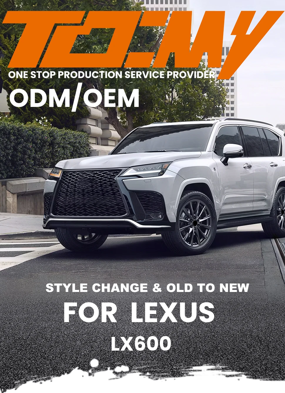 TDCMY Front Rear Bumper Kit Grille Chrome Year 2022 Body Kit for Lexus LX600 details
