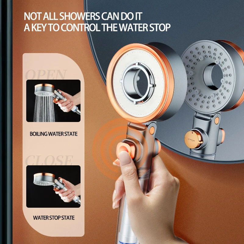 Bathroom Double-sided Use Rainfall Filter Shower Head, Powerful Pressurized Hand Shower, Negative Ion Filter Spray Shower Head