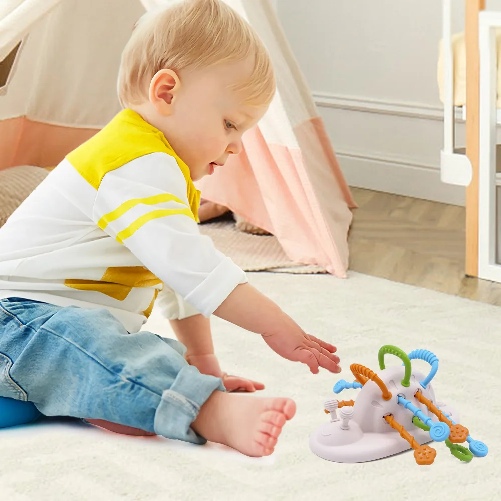 Silicone Finger Toy for Safe Baby Fine Motor Skills Training Puzzle Fun Pull-Up Dining Table Educational Toys manufacture