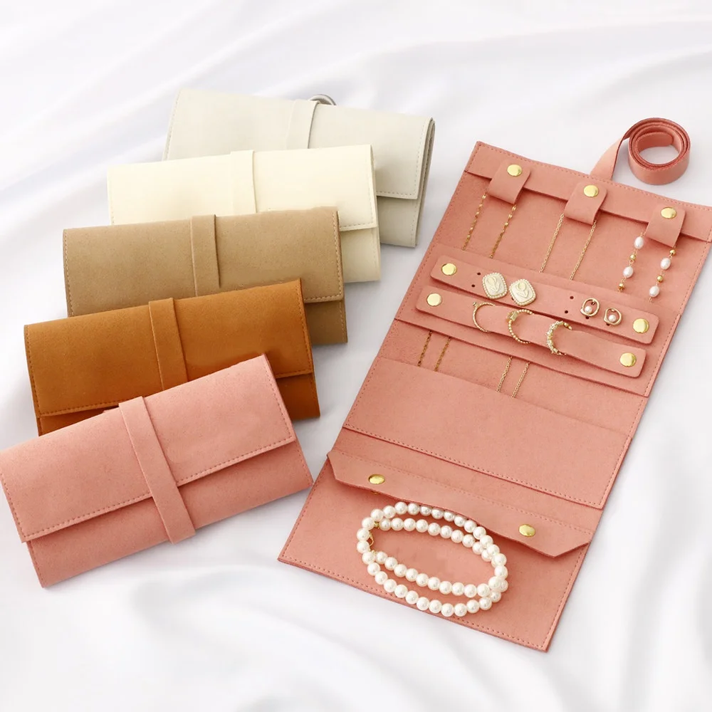Microfiber Custom Engraving Portable Multi-function Jewelry Earrings Ring Necklace Watch Storage Bag Roll