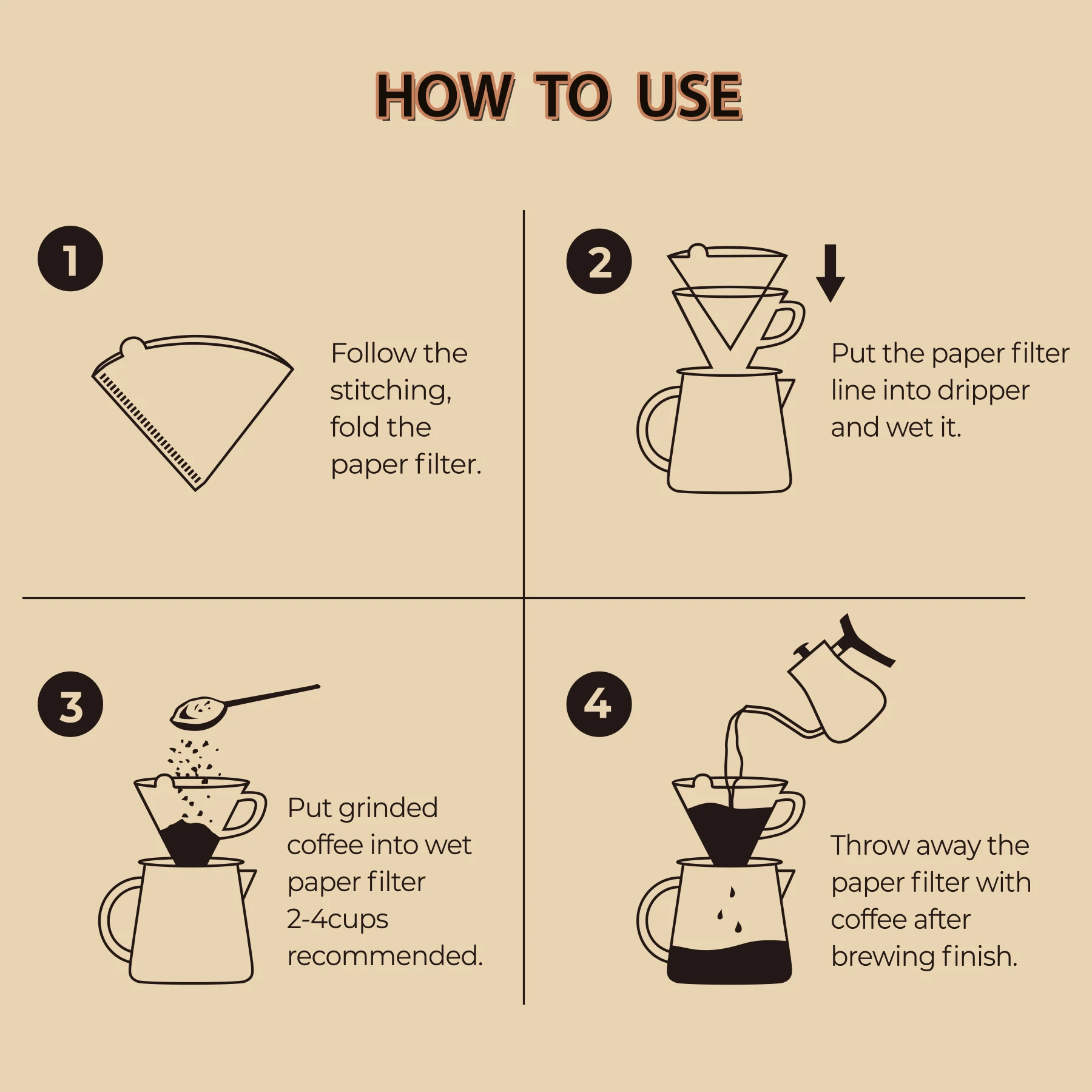 Lot De 100 Filtres à Café V02 Non Blanchis – Papier Naturel Conique Pour Cafetière V60, Goût Authentique