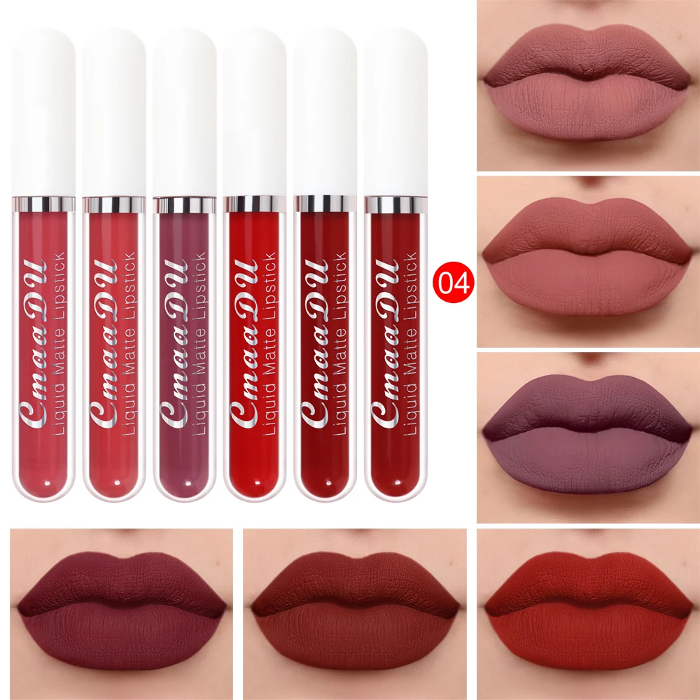 6 Colors/Set Fashion Matte Lip Gloss Sets Natural Moisturize Waterproof Lasting Velvet Sexy Red Liquid Lipstick Beauty Cosmetic