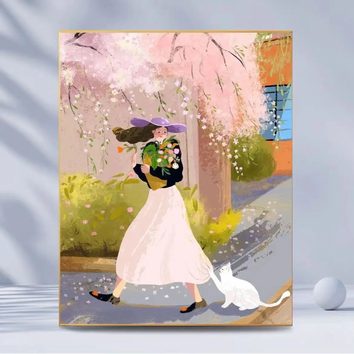 Whimsical Farmhouse Wall Art Canvas Print Orange Orchard Vibrant Green Orange Neutral Tones Living Room Bedroom Home Decor