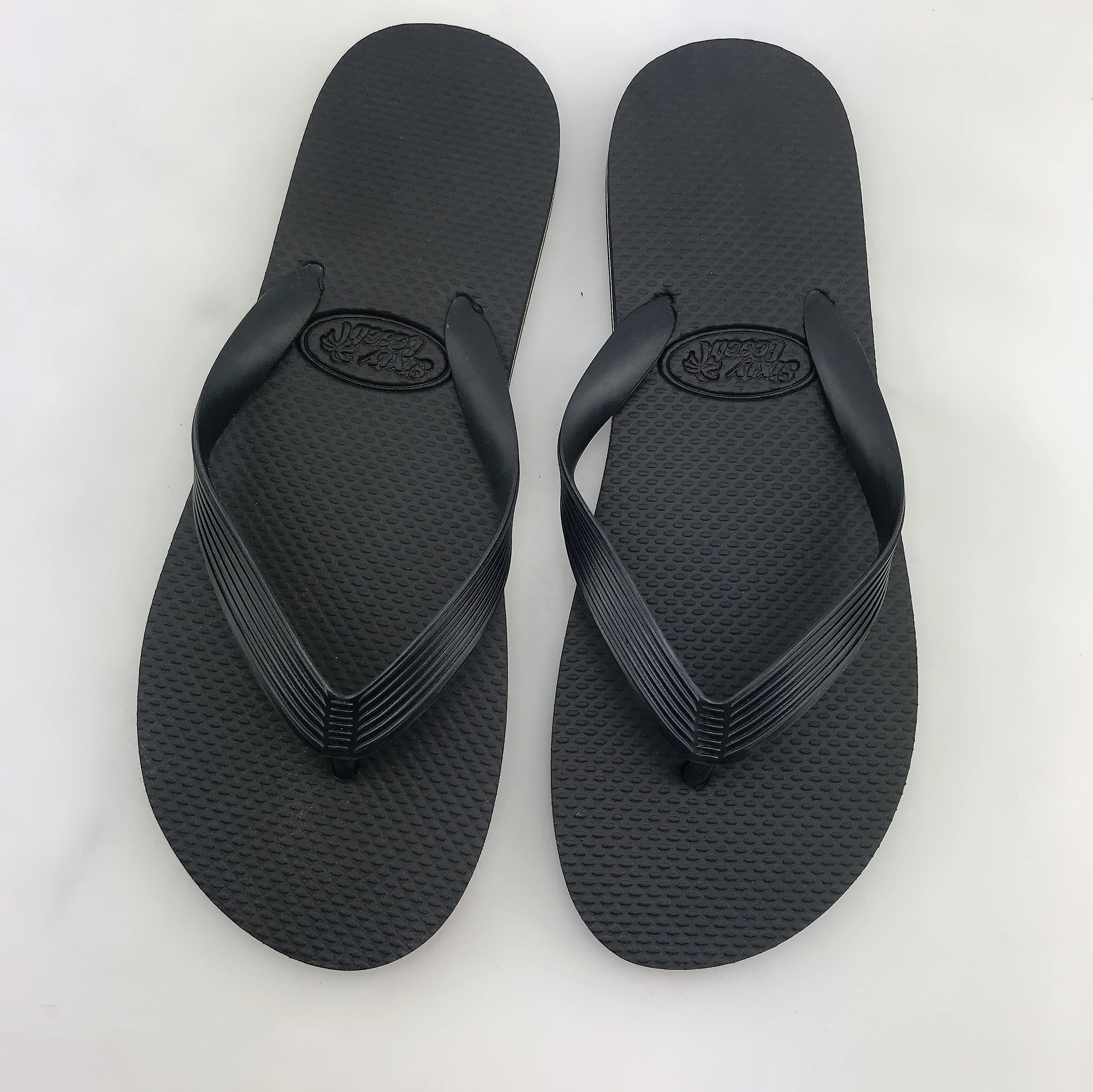Лучшая низкая цена Oem модный дизайн пляжная Свадьба простые черные полиэтиленовые мужские шлепанцы с принтом на