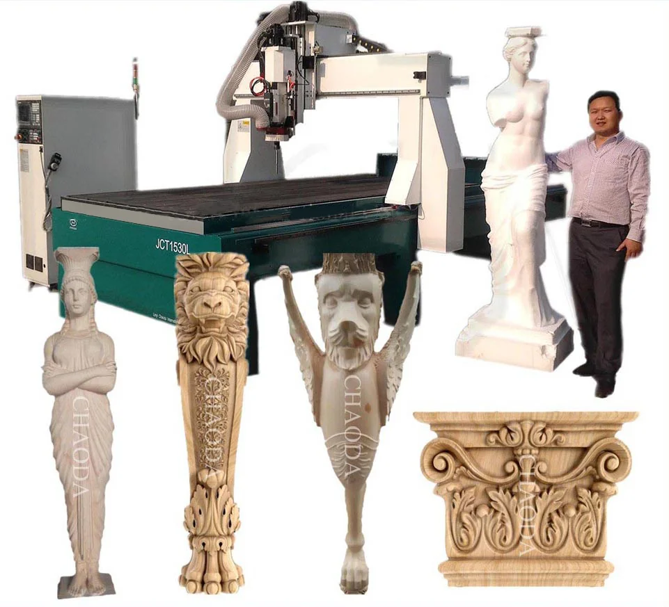 EPS Styrofoam Polystyrene Polyurethane Wood Stone Ice Sculpture Statue Figure Making Carving CNC Router Machine With 4th Axis