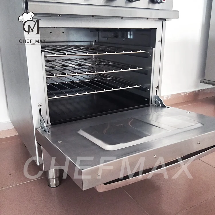 Chefmax OEM ODM Commercial Custom ETL Griddle USA  Industrial Gas Stove 4 Burner Gas Cooker with Oven