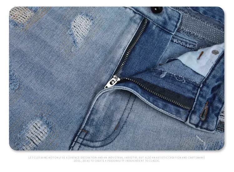 Custom American Highstreet Embroidery Hole Vintage Denim Pants Fabric Male Denim Jeans Man Men's Jeans Men