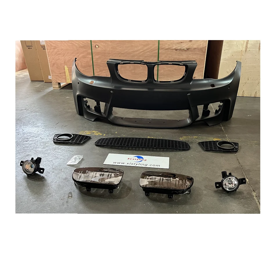 For XLstyling New Car Conversion Upgrade 1M Front Bumper Facelift Body Kit for BMW E81 E82 E87 with Black Carbon Fiber Look