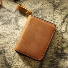 Zip Around Genuine Leather Wallet Large Capacity Credit Card Holder RFID Blocking Wallet Biofold Short Zipper Wallet for Men