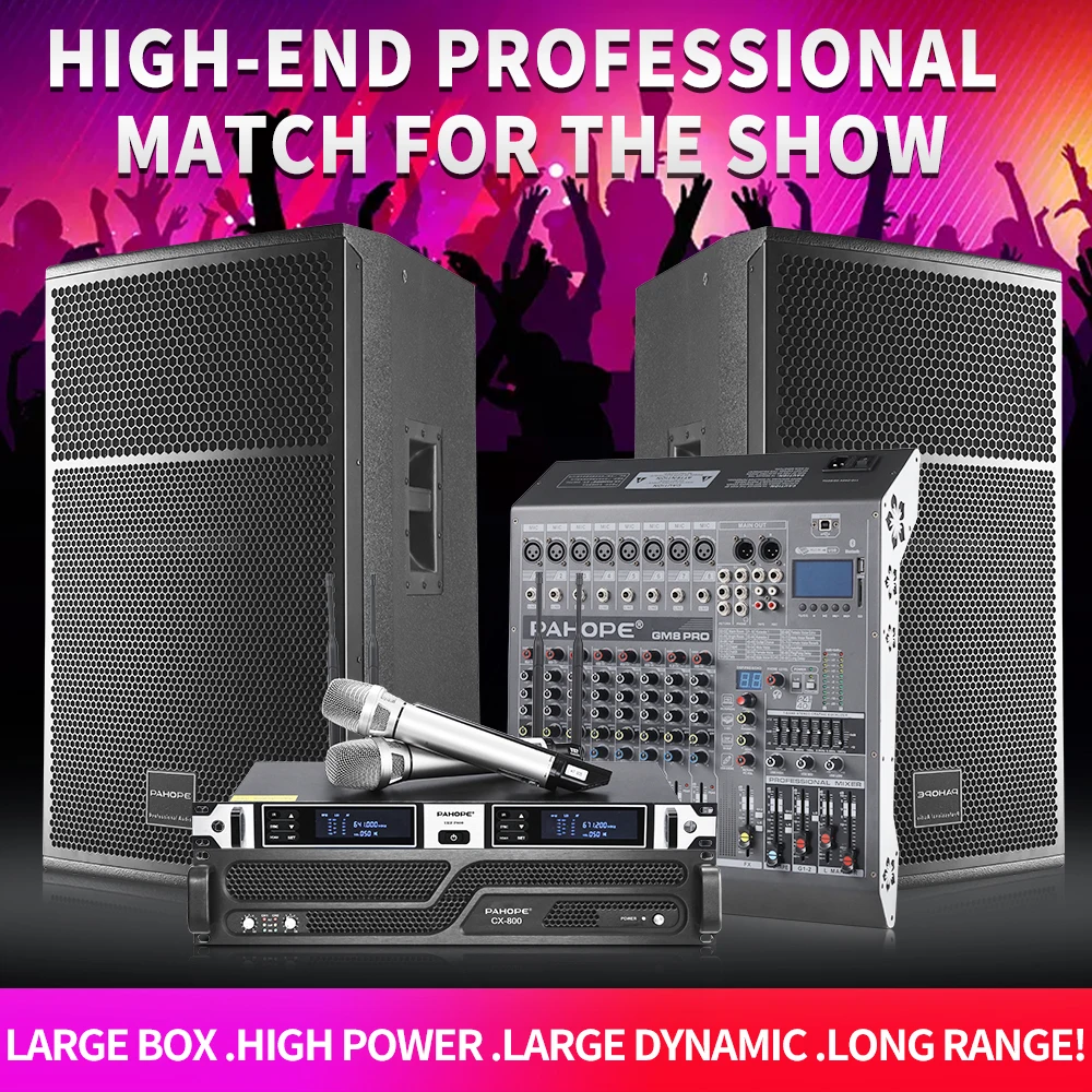 Professional Stage Sound Set 15 Inch Outdoor Large-scale Performance Wedding Karaoke bar Meeting bluetooth Speaker Equipment