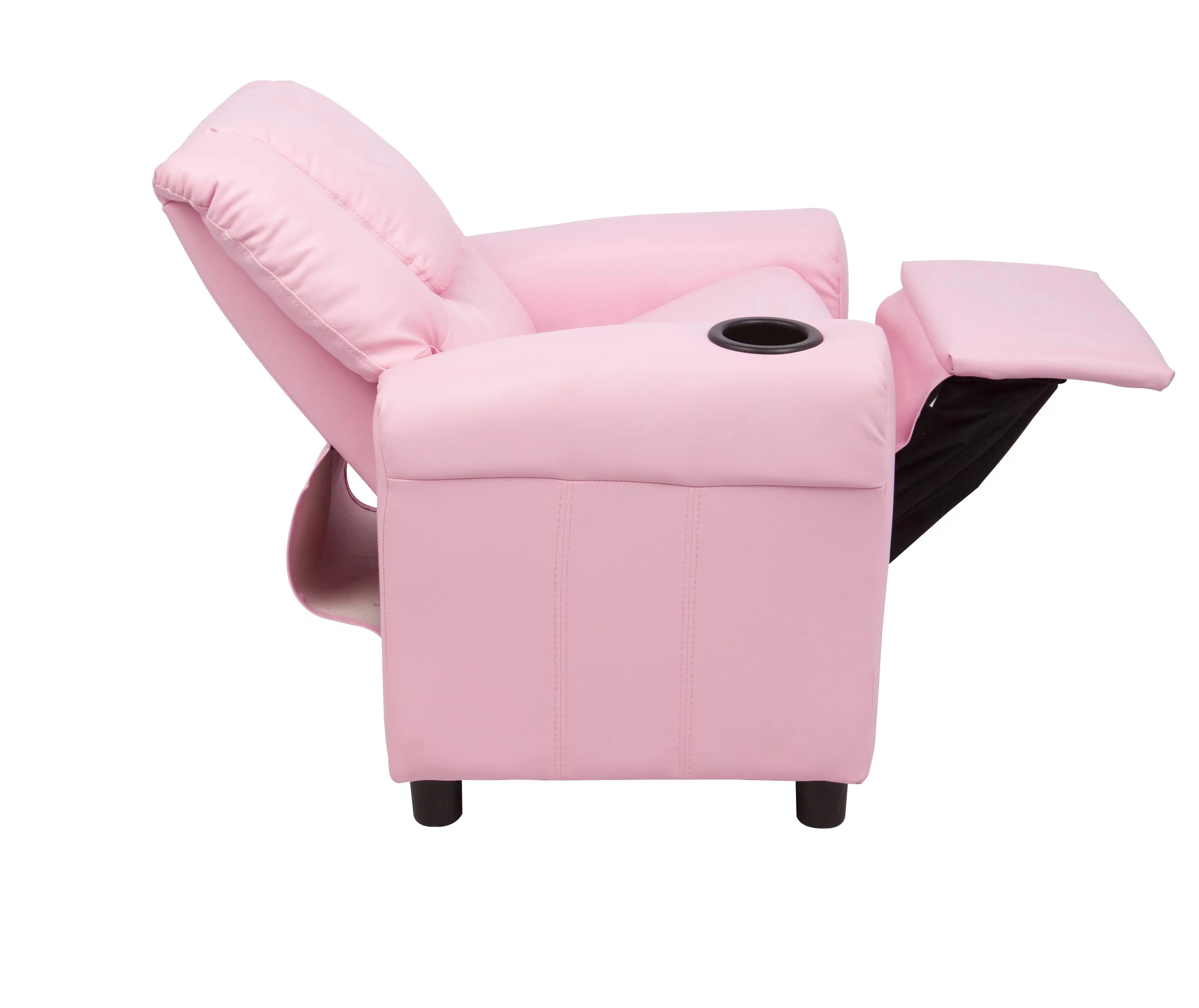Hot Sale Contemporary Pink Child Recliner Sofa Chair Small Extendable PU Leather Bed Massage Feature Wood for Home School Lounge supplier