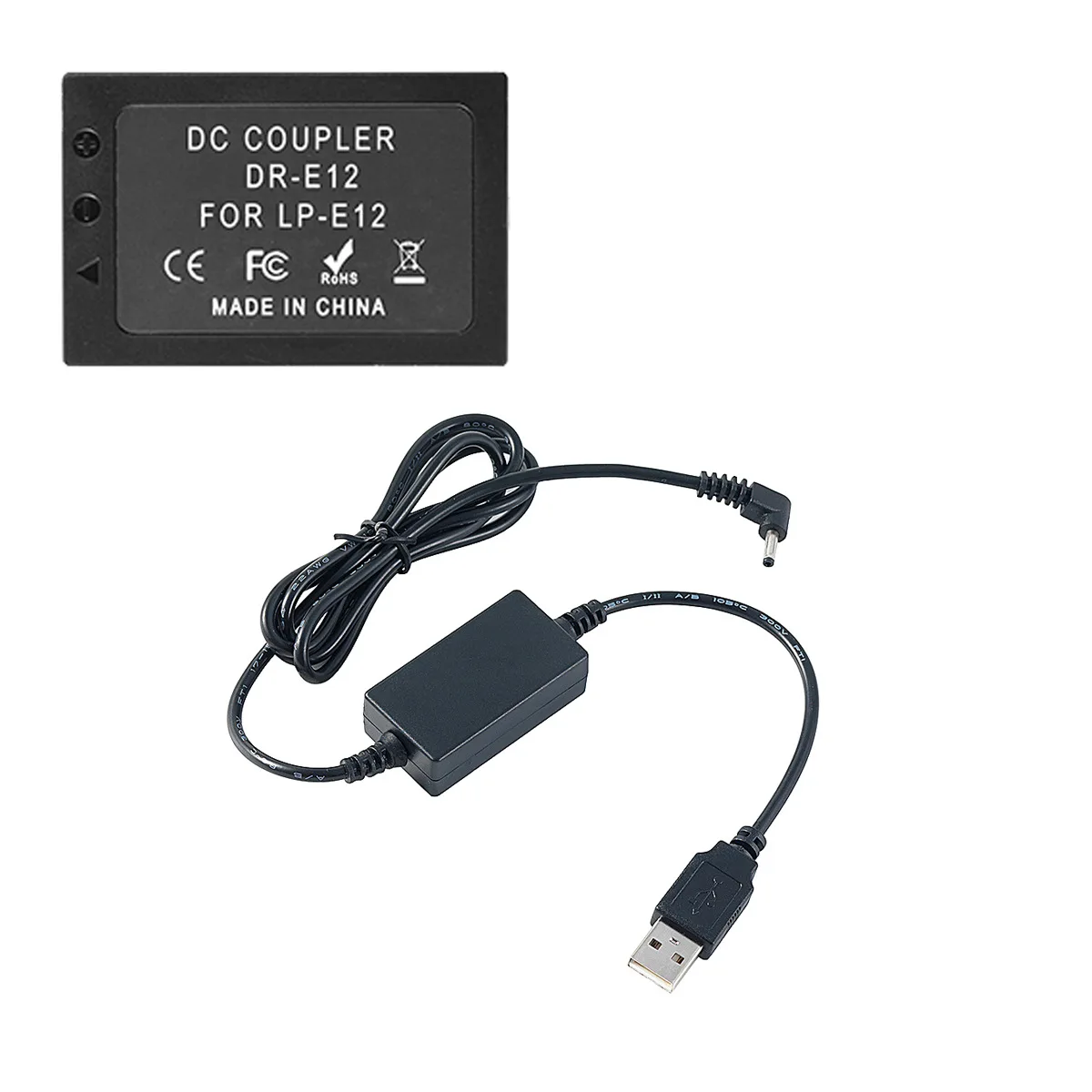LP/DR-E12 Dummy Battery with External USB Power Supply Cable for Canon M2 M10 M50 M100 M200 Camera