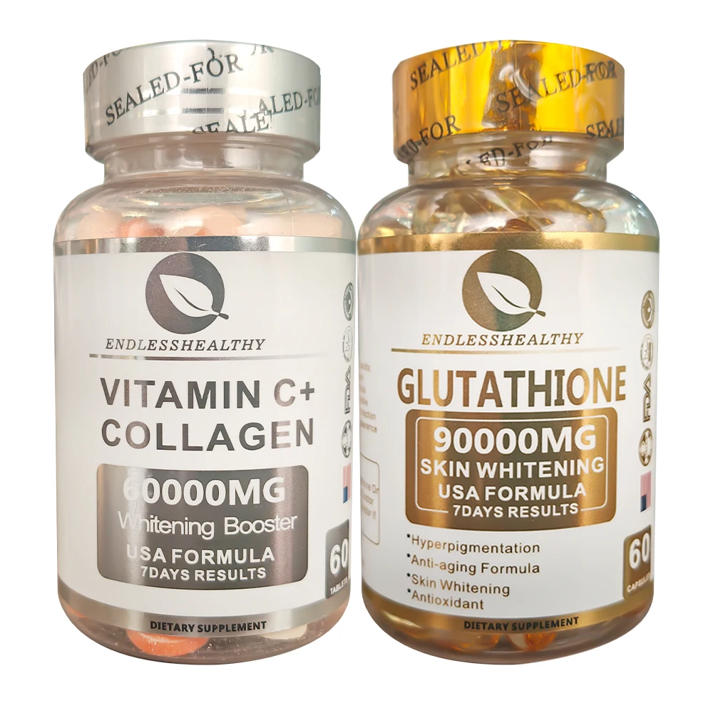 glutathione vs vitamin e Private Label Custom Glutathione Whitening Spot Lighter Capsule Vitamin C  Vitamin E Beauty Pill Glutathione and Vitamin c 2 in 1