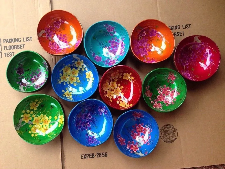 Вьетнамская Лаковая чаша из кокосовой скорлупы, чаша для конфет, креативная сервировочная чаша