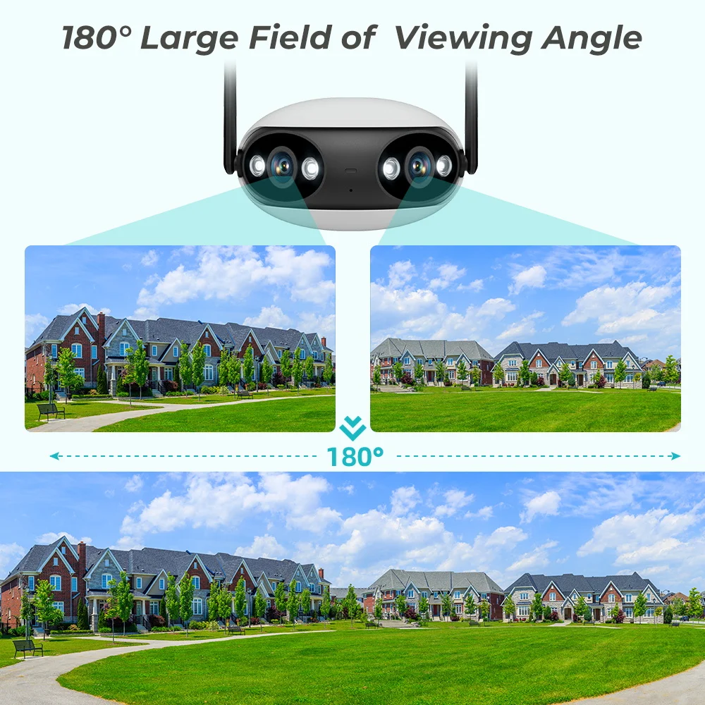 8mp 4k Dual Lens Ultra Wide Angle 180 Wifi Ip Camera Outdoor 4mp Full ...