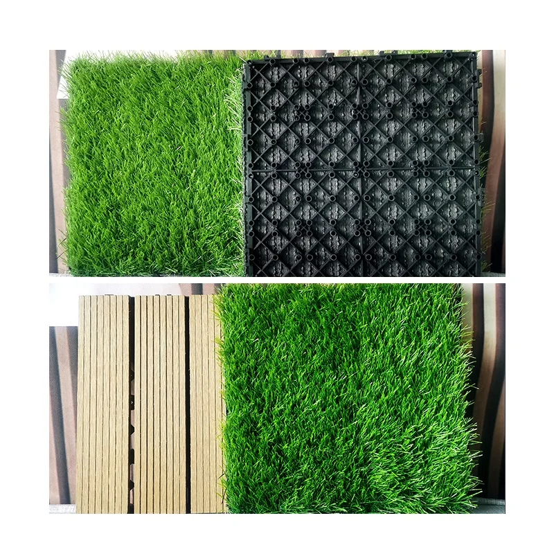Synthetic Turf Flooring Carpet Grass Tiles Artificial Grass Interlocking Tiles WPC Deck Tiles
