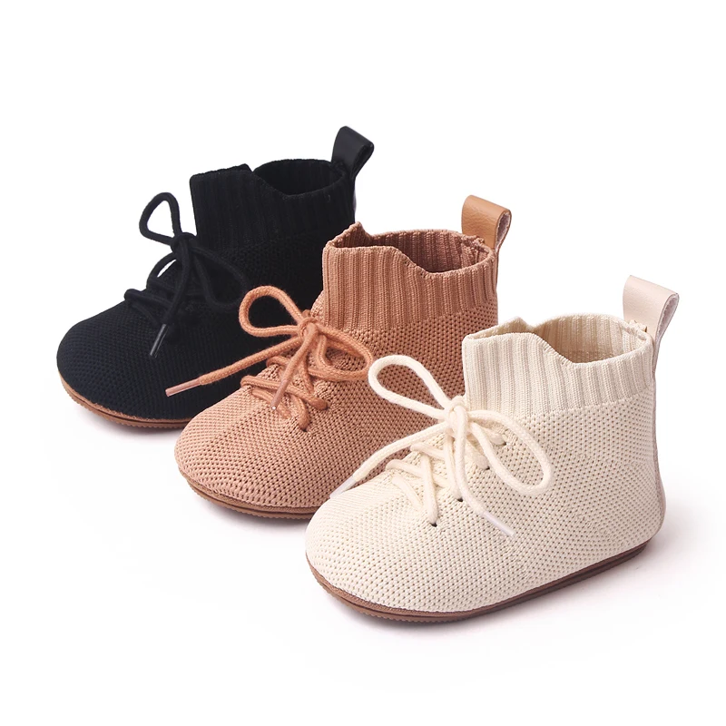 Spring Baby Flying Woven Shoes Breathable High Top Soft Soles Non-slip Baby Walking Shoes