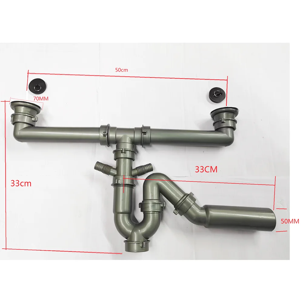 Luxury Handmade Double Sink Drainer Pipe Adjustable Distance Sink Double Drain Pipe