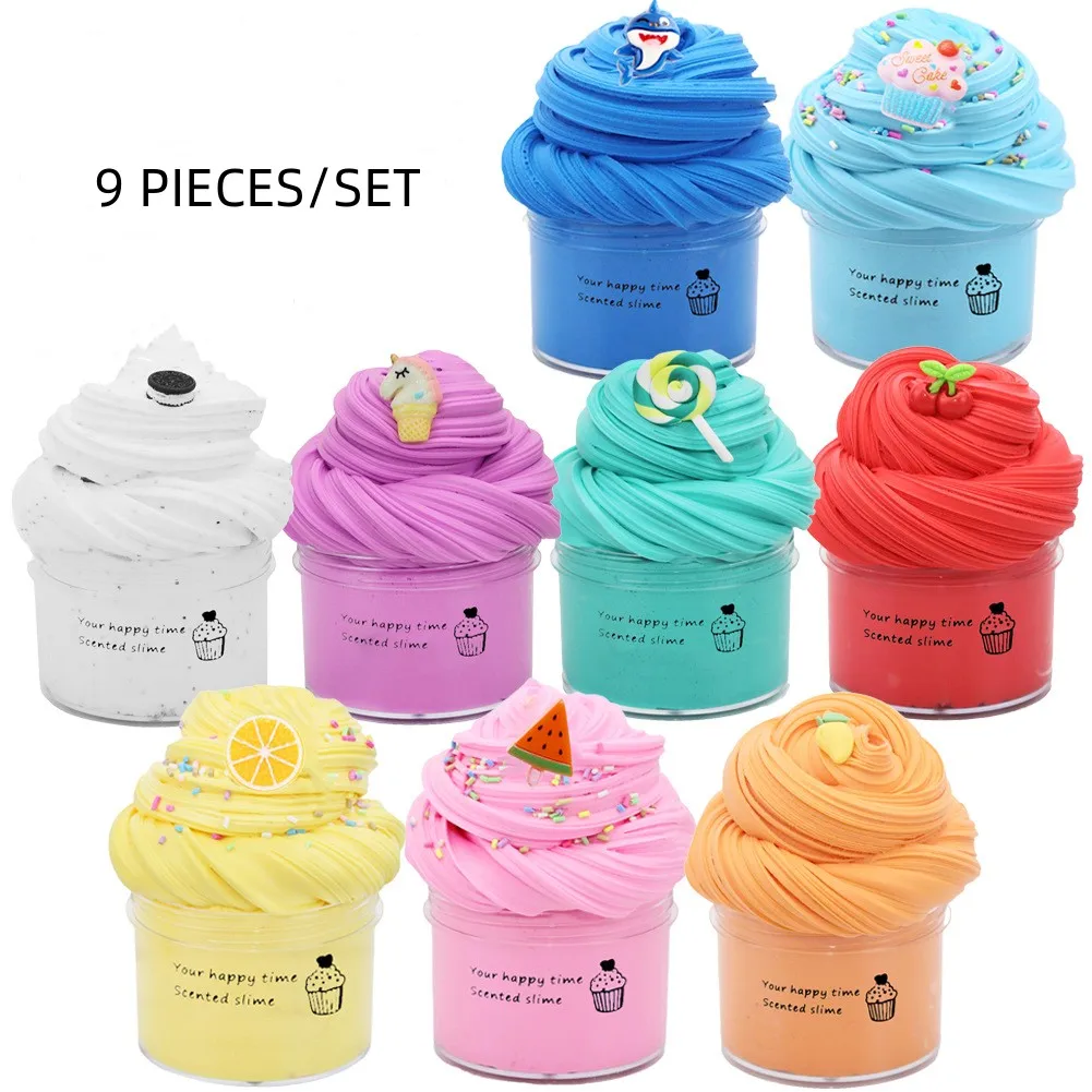 9 Pack 50ml Stress Relief Soft Ice Cream Cloud Charms Cotton Kid Play ...