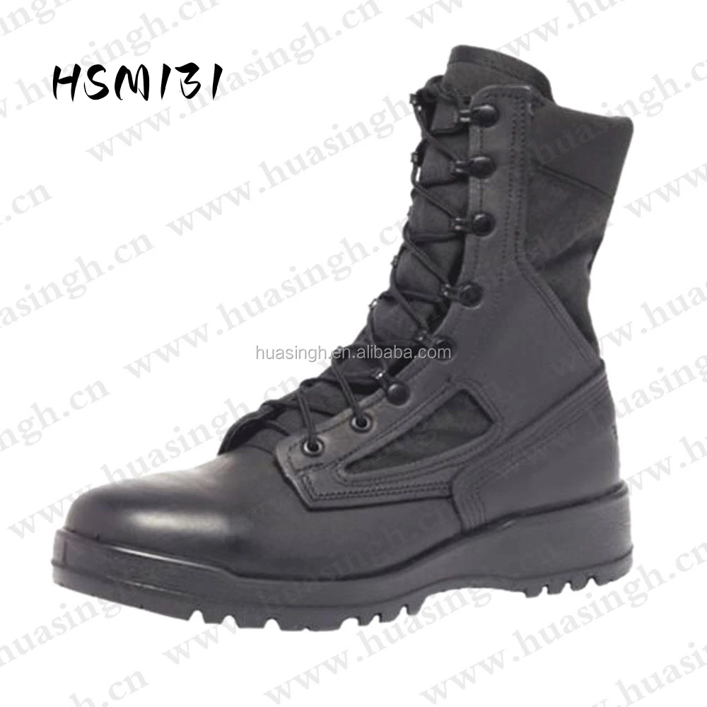 bottes de combat noires, hauteur 20 cm, respirantes, à lacets, avec semelle extérieure en caoutchouc offrant une excellente adhérence, modèle Belleville Tactical HSM131